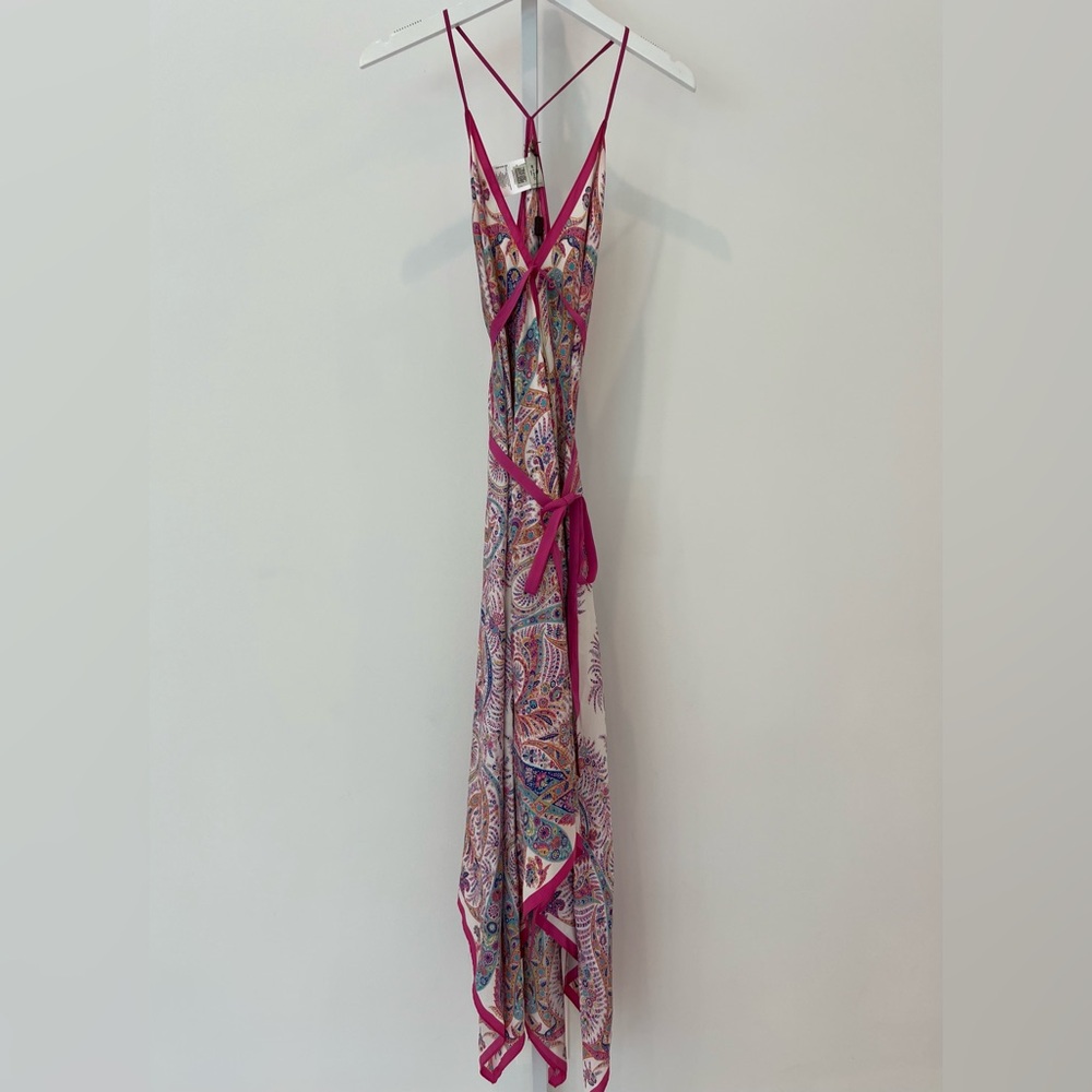 ETRO PINK MULTI VISCOSE SILK MAXI DRESS MODEL 16314 ONE SIZE NWTS!
